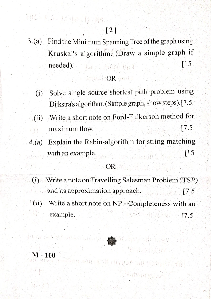 2025 Design and Analysis of Algorithms question paper page 2, MPC Autonomous College, Baripada