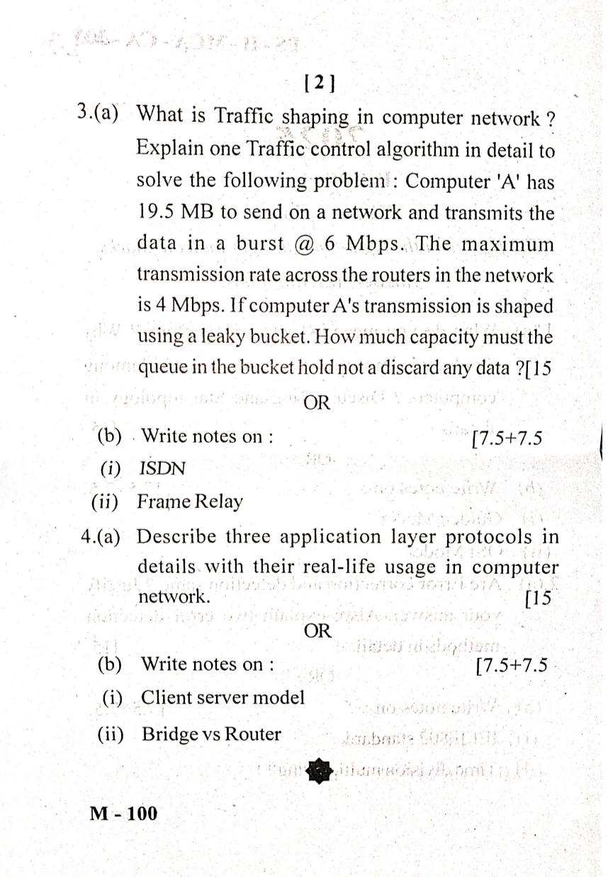 2025 Computer Networks question paper page 2, MPC Autonomous College, Baripada