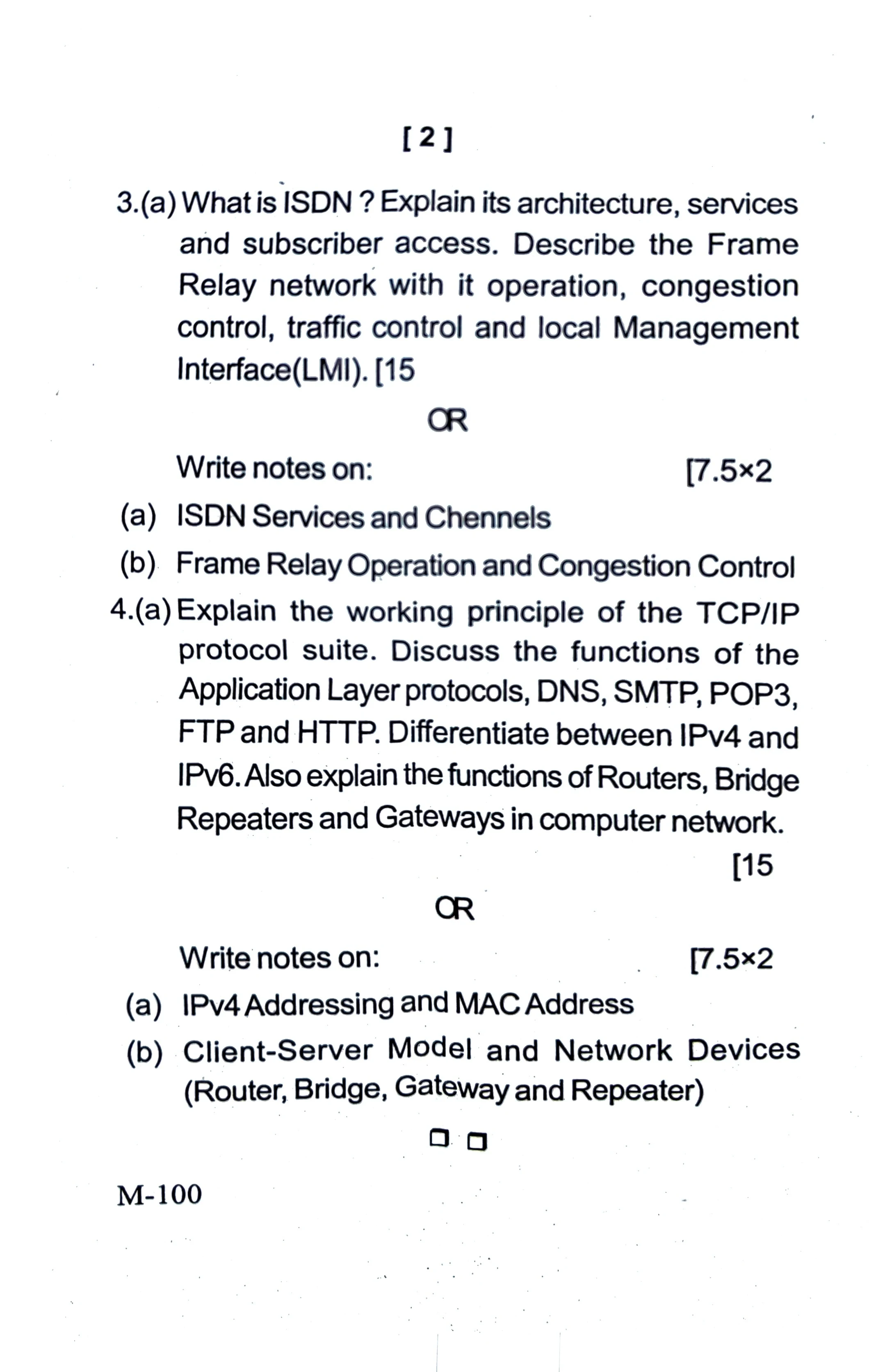 2026 Computer Networks question paper page 2, MPC Autonomous College, Baripada